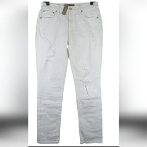 Point Sur J. Crew White Highrise Slim Boyfriend Distressed Jeans NWT Size 27